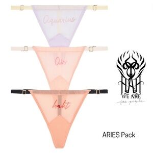 We Are HAH NWT Free People ARIES Zodiac Pre Pack Thongs 3-Pack - OS